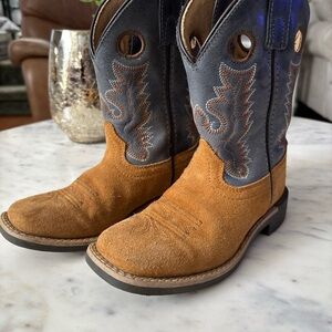 Kids Tan and Blue Western Boots Smoky Mountain Boots size 12